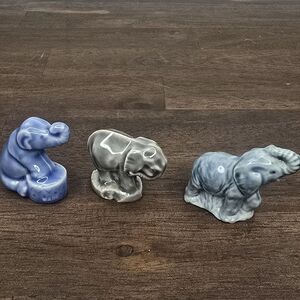 Vintage Wade England Whimsies Red Rose Tea Elephant Figurines Lot of 3 Miniature